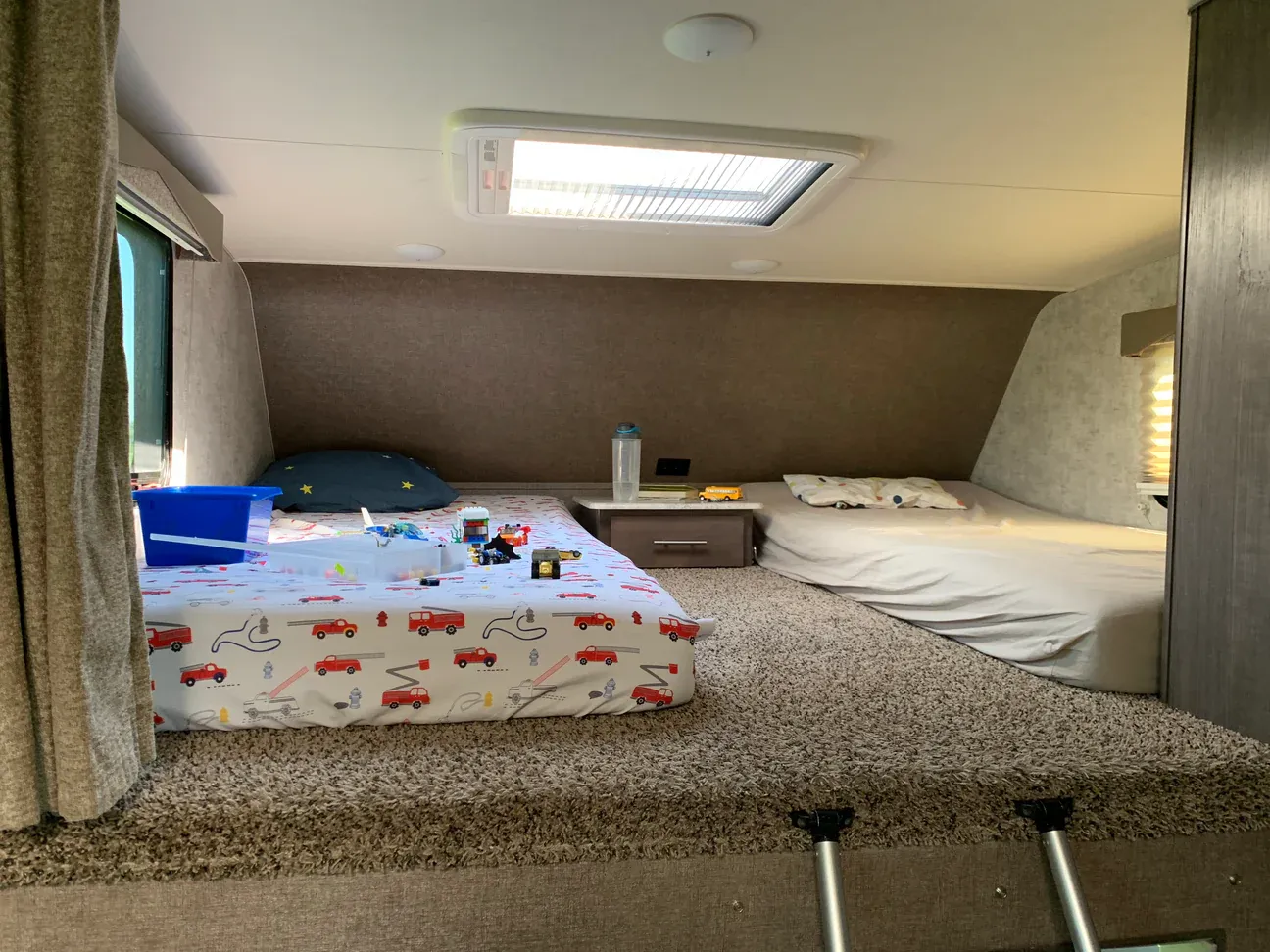 The cab-over bedroom